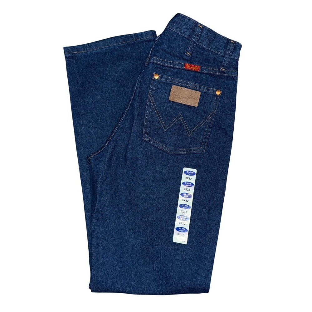 NWOT Wrangler 14MWZG Slim Fit Straight Leg Jeans Juniors 9 31 Dark Wash Pockets